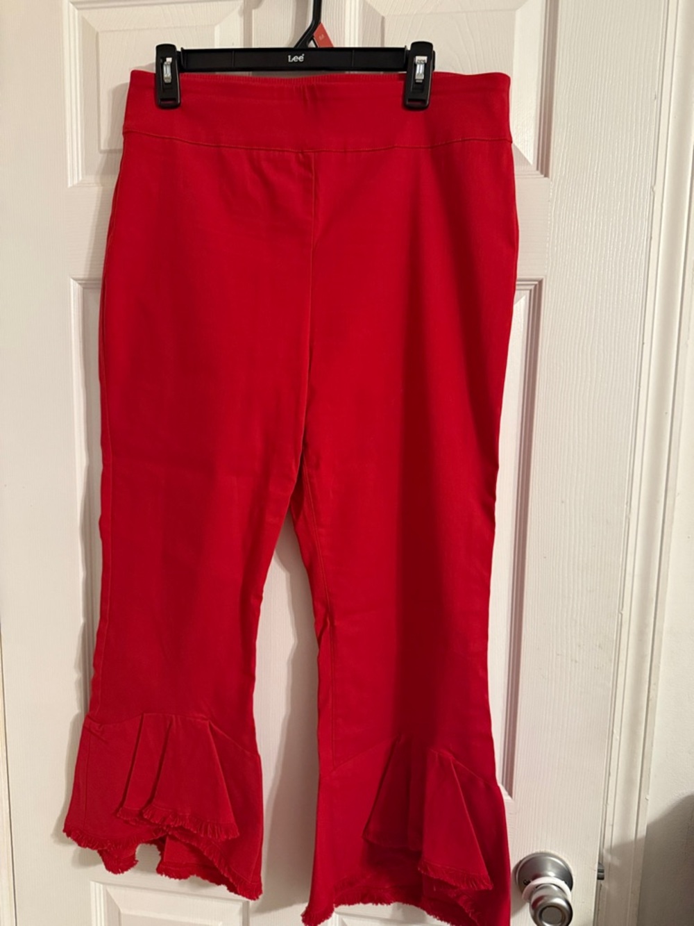 INC womans Red Ruffle Hem Pants